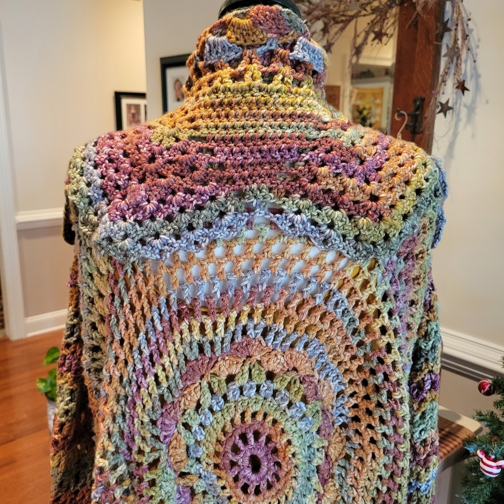 Colorful Crochet Open-Front Cardigan - Picture 3 of 4